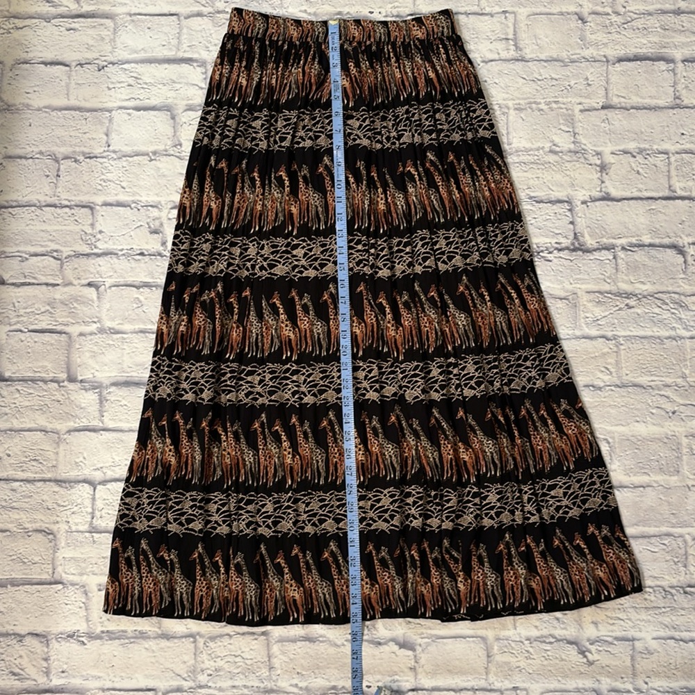 Vintage Stonebridge Giraffe Print Maxi Skirt Black Brown Gray - Size Medium - Picture 9 of 9